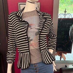 Black and White Striped Blazer